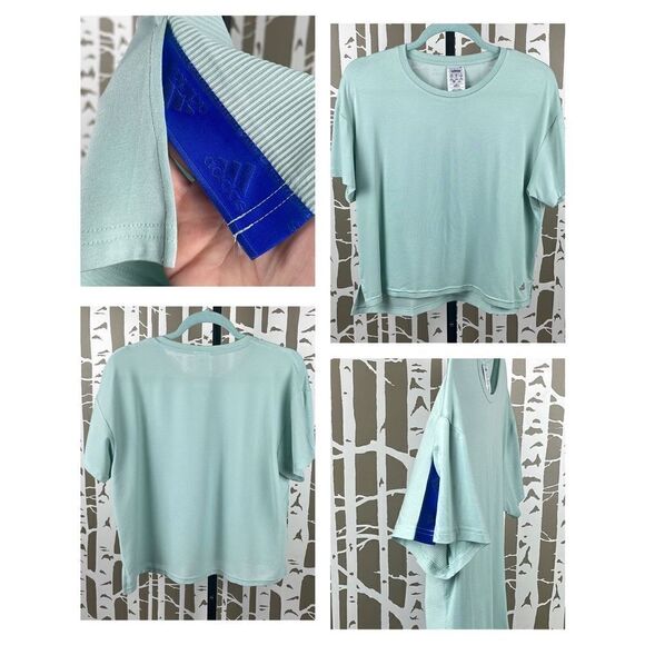 Adidas Split Sleeve Semi-Sheer Back T-Shirt sz S - Picture 1 of 9
